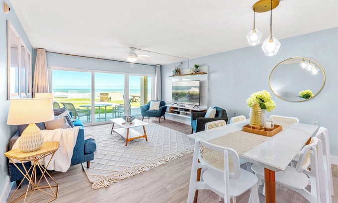 Satellite Beach Condo | Beachfront Comfort: Ground-Floor Unit with Stunning Views, Heated Pool & BBQ Grill!