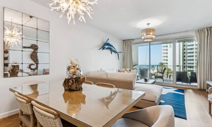 Panama City Beach Condo | Beachfront Luxury-Sleeps 10! Lower level-2 parking spaces! 3BR/3BA+bunk room