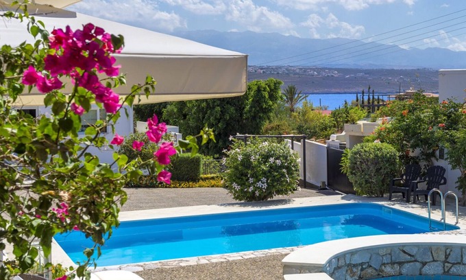 Tersanas Villa | Beachfront Villa With private Adult & Baby Pool, full privacy through tall fence