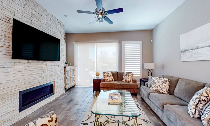 Fireside at Norterra House | Beautiful desert home near trailheads with yard, grill, and mtn views - dogs ok