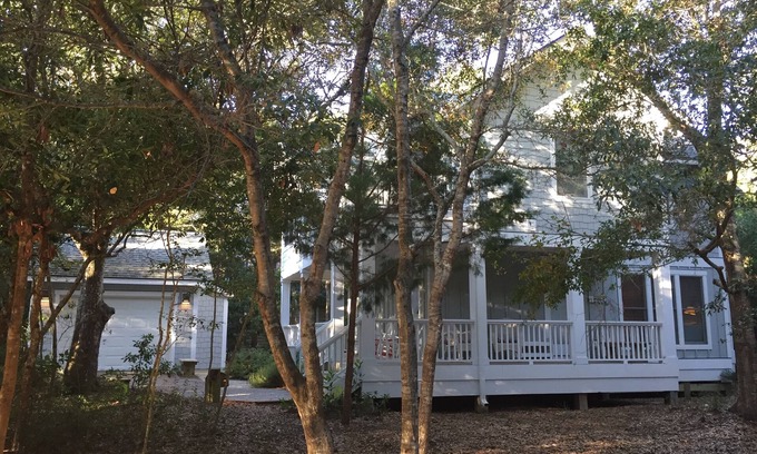 Bald Head Island House | Beautiful forest home within walking distance to the maritime market and beach!