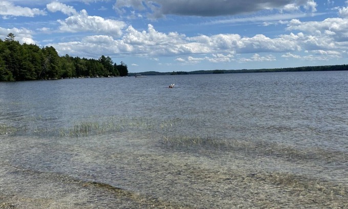 Ellsworth House | Beautiful private beach area within steps from the modern updated log home