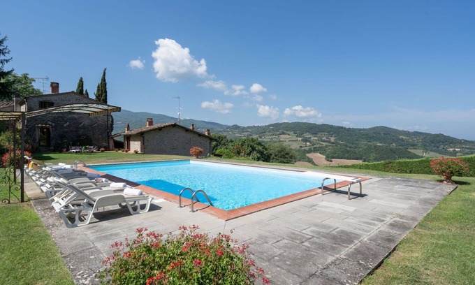 Dicomano Villa | Beautiful private villa with WIFI, private pool, A/C, hot tub, TV, patio and panoramic view