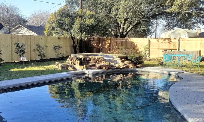 Crowley House | Big Private Fenced Yard, Hot Tub & Heatable Pool, No Stairs, Stone Floors