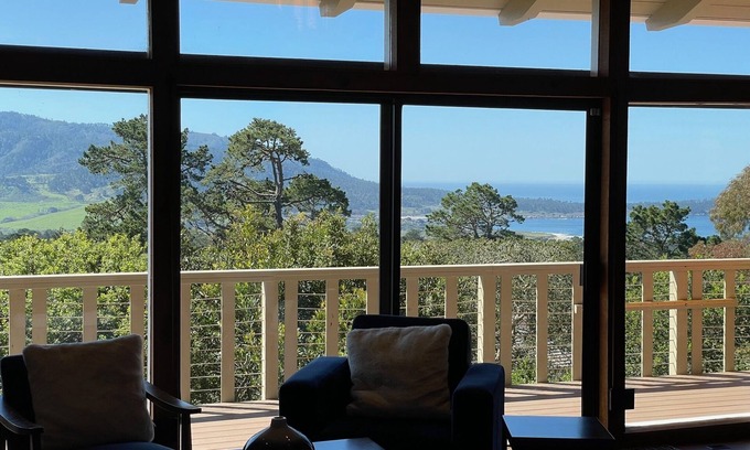 Northeast Carmel House | Big Sur Lodge-Style House in Carmel with PANORAMIC Ocean, Bay & Valley VIEWS!