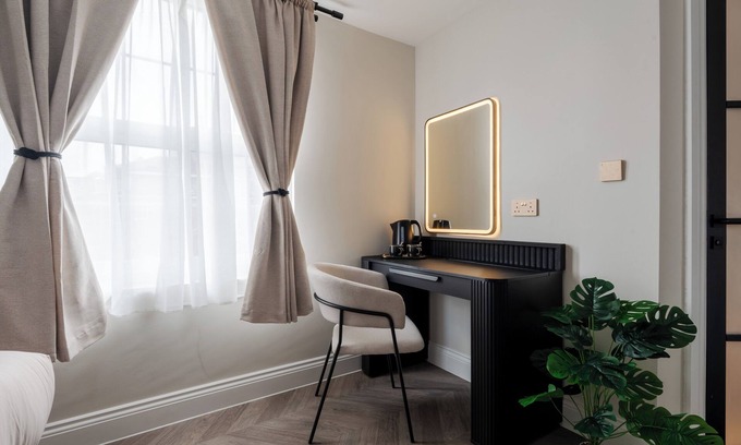 Hope Street Apartment | Bold St | Vanity + Work Desk| Tea & Coffee Station