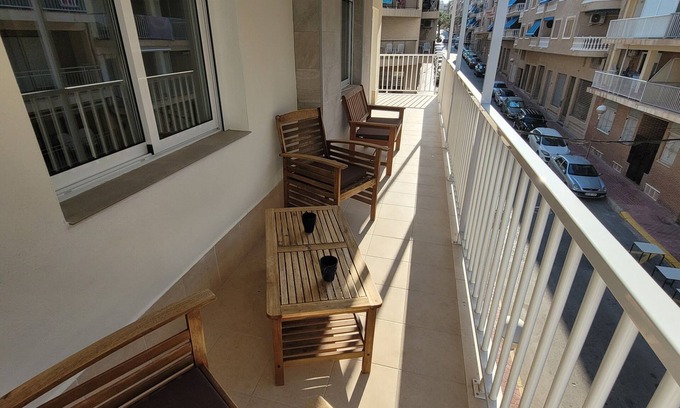 El Moncayo Apartment | Brand new apartment 20 meters from the sea! Air-conditioned. Macarena by the Sea