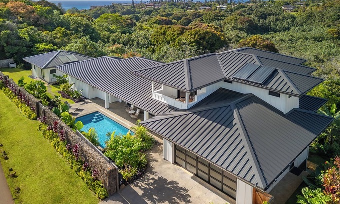 Princeville House | Brand new home perched above Hanalei and only a short walk to the bay