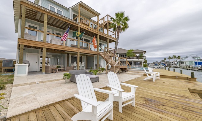 Key Allegro House | Brand New Key Allegro Rockport Home! Private Pool, Sleeps 12, Large Canal Dock!