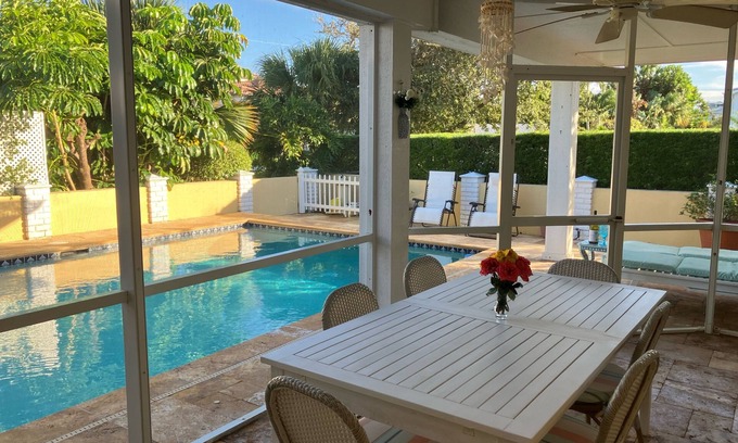 Juno Beach House | Bright, airy private home with pool steps to beach