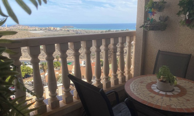 Bolnuevo Apartment | Bright apartment in Bolnuevo, with terrace and swing. sea views.