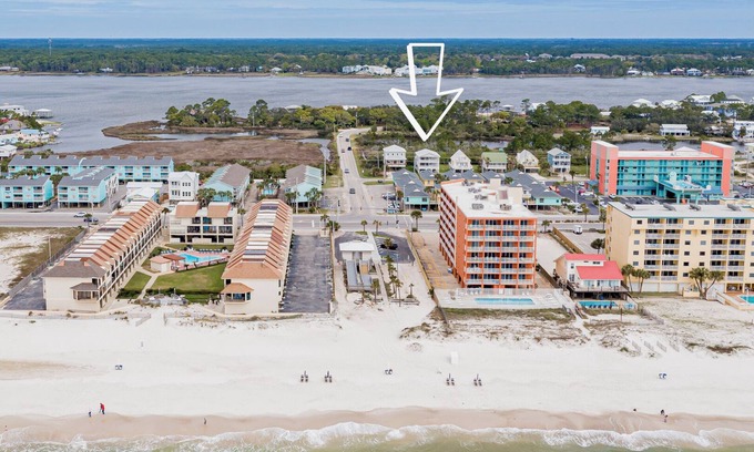 Gulf Shores House | Bring the Pup! Steps to Beach, Dining & Shops, 3 Sunny Balconies, Cozy Firepit!
