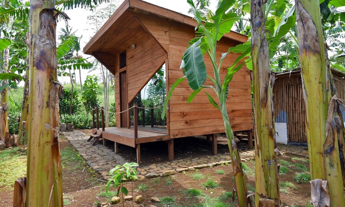 Sao Tome Island House | CHALET 19A Entire room inserted in a private space with banana tree backyard.