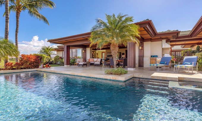 Kamuela House | Champion Ridge Home: Luxe w/Private Pool,Spa,AC & Ocean/Mountain View