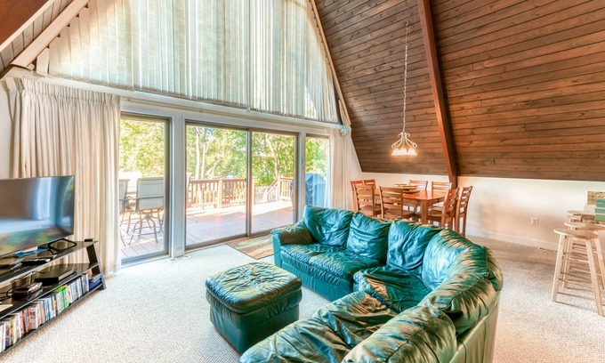 Bumpass House | Charming, lakefront A-frame with private dock, lakeside gazebo, spacious deck