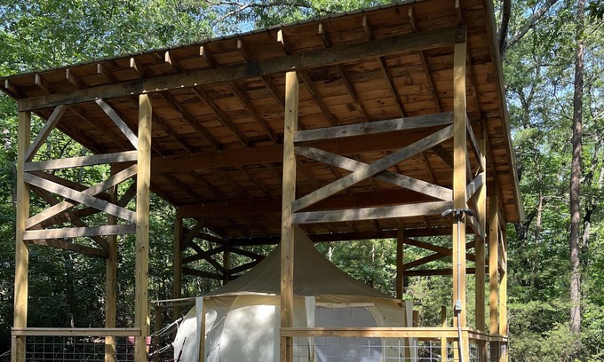 Landrum RV Rental | Cozy belle tent On private 32 acre farm 1 mile to downtown Landrum