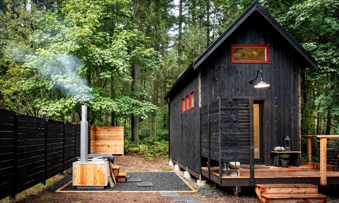 Vashon Island Cabin | Cozy Cabin Forest Retreat with Wood Fired Hot Tub
