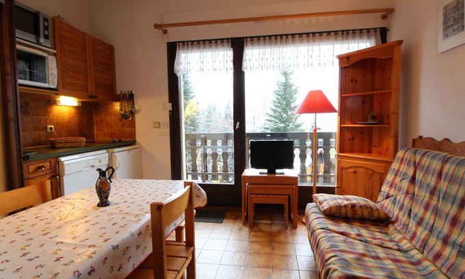 Les Carroz-d'Araches Apartment | Cozy Studio for 4 Near Ski Lifts with Mountain Views