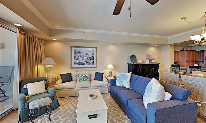 Crystal Beach Condo | Dunes of Crystal Beach 302 | large balcony, beach + pool access