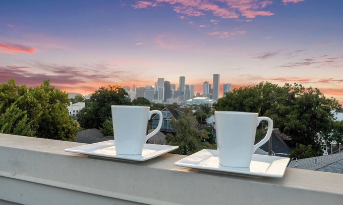 Greater East End House | EaDo Escape Sleeps 10 - Private Yard & Driveway + Rooftop City Views