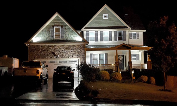 Olivia House | Executive style home in Lillington, NC with outdoor kitchen and fire pit