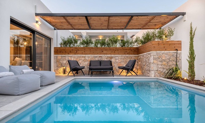 Preveza Villa | Exquisite Preveza Villa | Villa Eterna | 3 Bedrooms | Veranda with Private Pool.