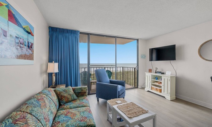Crescent Beach Condo | Fantastic views from this 1-bedroom oceanfront condo in Carolina Reef! | Carolina Reef - 105