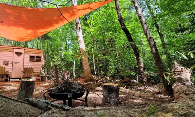 Hartford House | Foraging Orange vintage 60's camper near Rafting