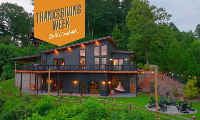 Bryson City Cabin | Gather for Thanksgiving! Mountain Views, Hot Tub & Family Game Room