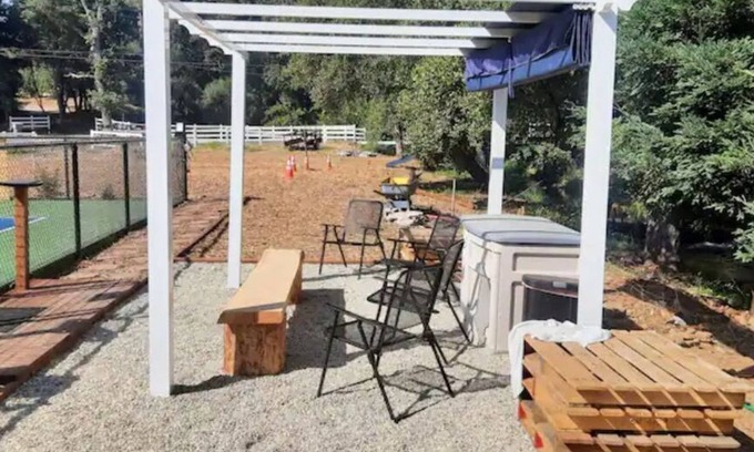 Auburn RV Rental | Glow in the dark Pickleball and Glamping in 16x14 canvas tent with Queen setup