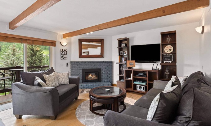 Snowmass Village Condo | Gorgeous Snowmass Mountain Views! Balcony, W/D, Gas FP, Parking, Pool & Hot Tub. On Shuttle & Path