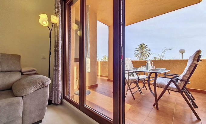 Los Alcazares Apartment | Ground floor with terrace and pool views