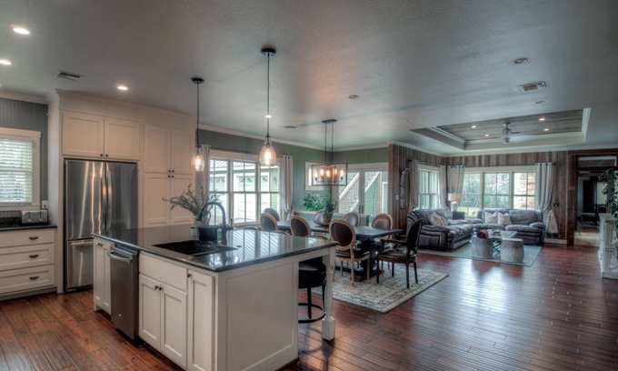 Fredericksburg House | Herber Haus, 6-7 blocks from Main St, Outdoor firepit, Game Room with Pool Table