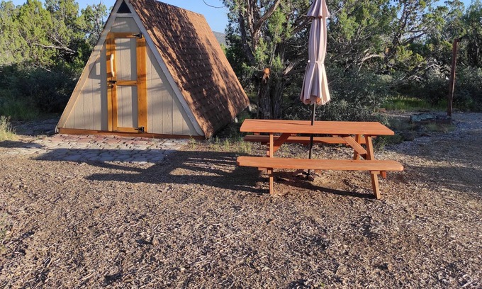 Seligman Cabin | Hidden A-frame cabin in nature on 40 acre private land.
