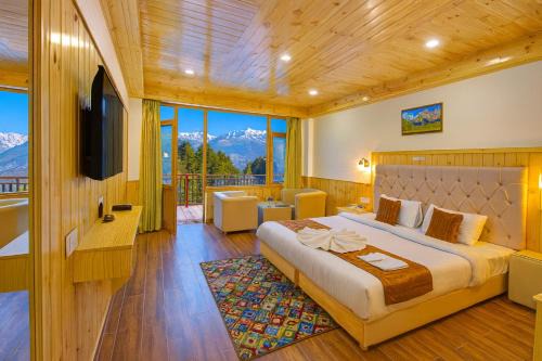 Sasaram Hotel | Himalayan River Resort, Manali- #riverside #private parking #scenic river & mountain view #open cafe # spacious room #big garden with campfire