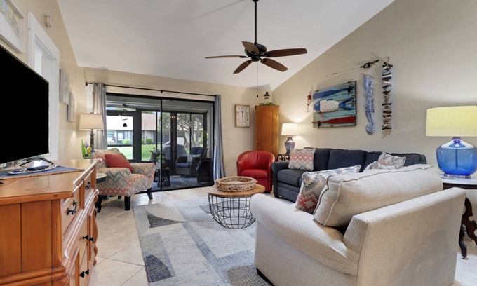 Iona Condo | Ideally Located Gated Community-Minutes to FMB! Community Pools, Pickleball, Active Social Schedule!