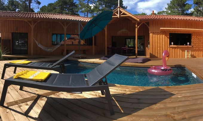 Maubuisson House | La Pignotte. New wooden house with swimming pool in Maubuisson (Carcans), Gironde,