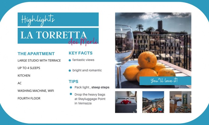 Vernazza Apartment | La Torretta dei Merli with Views