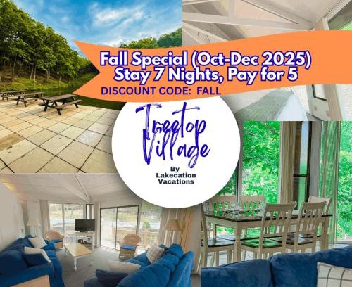 Village of Four Seasons House | Lakefront Treetop Village 3bd3badeckpool-6pp
