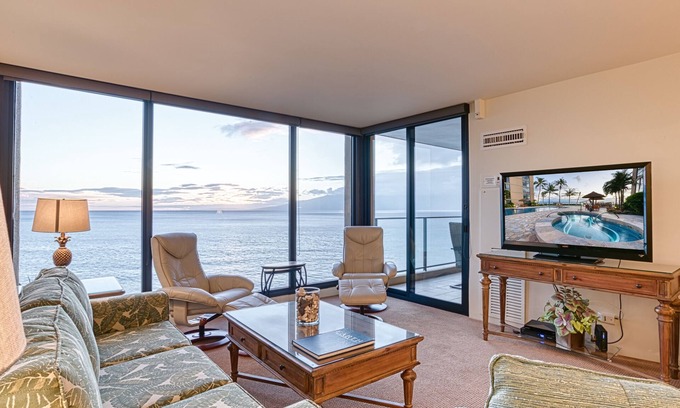 Honokowai Condo | Lanai Building w/AC! 100% Oceanfront -The Mahana 8th floor, 1BR/2BATHROOMS!