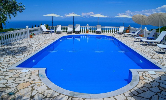 Petaleia Villa | Large family Villa in Loutses 10 minutes from Kassiopi Panoramic sea views