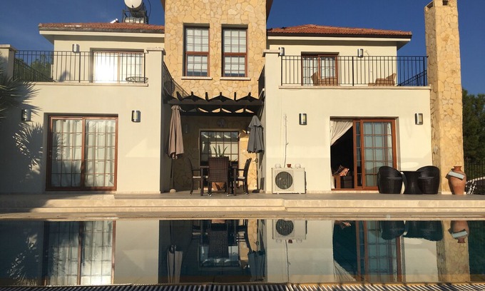 Catalkoy Villa | Large modern private spacious villa with pool. Panoramic Mountain & Sea Views.