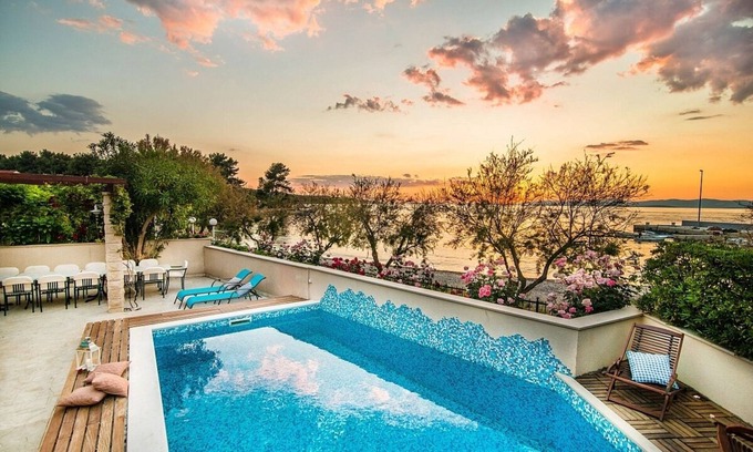 Mirce Villa | Large Traditional Stone Villa, Private Pool, Panoramic Sea Views on the Beach Front of Mirca !