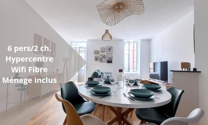 Tarbes Apartment | Le Nordique - 2 chambres - Fibre Wifi - Netflix - Ménage inclus