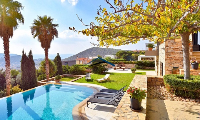 Saronida Villa | Luxurious and Stylish Villa Dionysus with a swimming pool & sea view