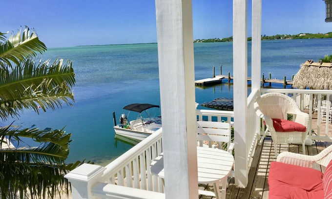 Cudjoe Key House | Luxurious Oceanfront Home on Beach, Dock, Heat/Cool Pool, Kayaks, Bikes, Views!