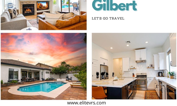 Seville House | Luxurious Palms Gilbert! Heated Pool/Spa! Sleeps 9! Dog Friendly.