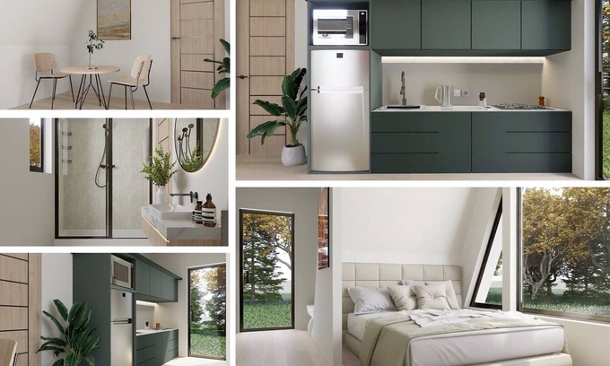 Pepin Cabin | Luxurious, studio-styled, A-frame cabin nestled on the Woods & Co Weddings + Events property