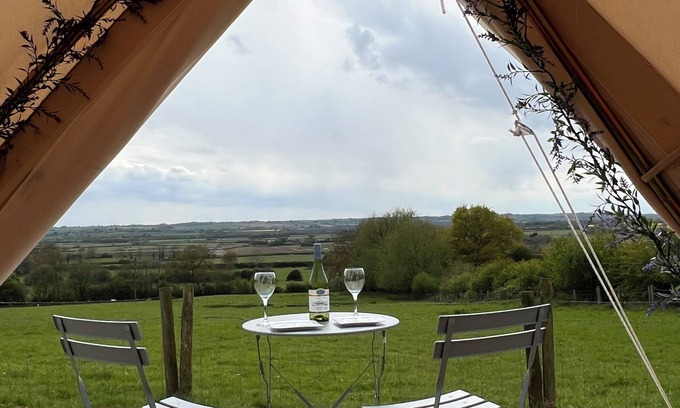 Lower Boddington RV Rental | Luxury Bell Tents with beautiful views