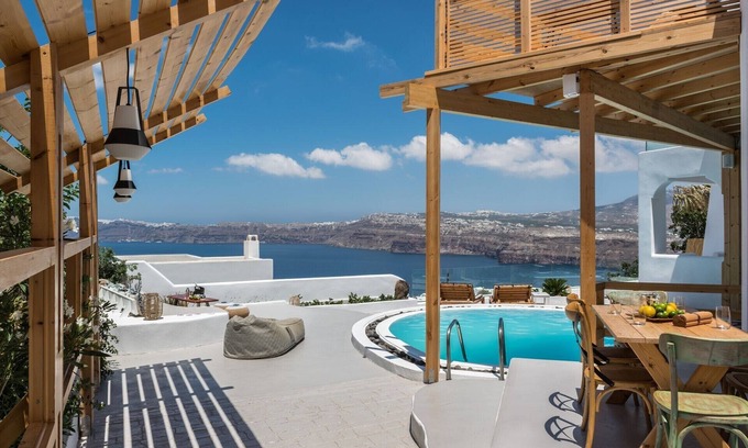 Akrotiri Villa | Luxury Santorini Villa |Summer Lovers Villa Private Pool | Private Spa | Panoramic Caldera View | Ak